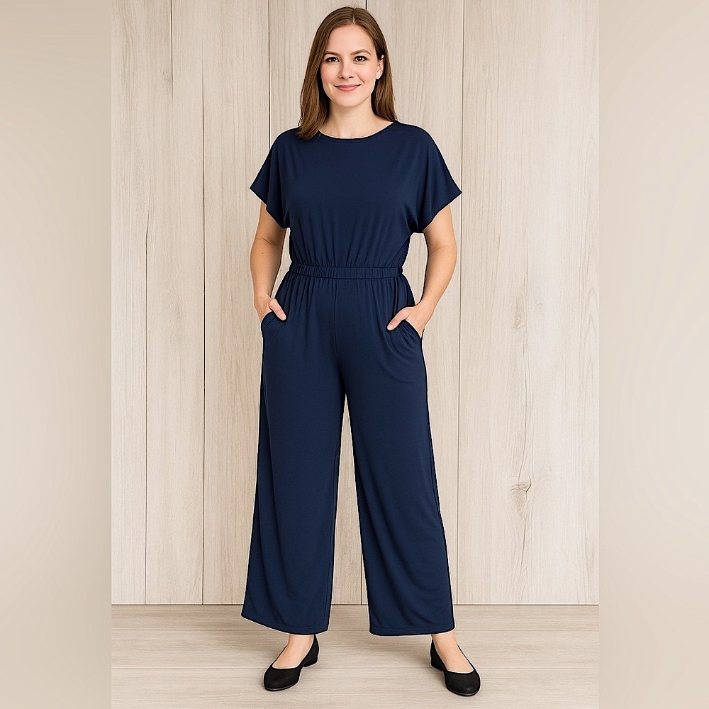 GO COUTURE Jumpsuit Size Medium Navy Blue